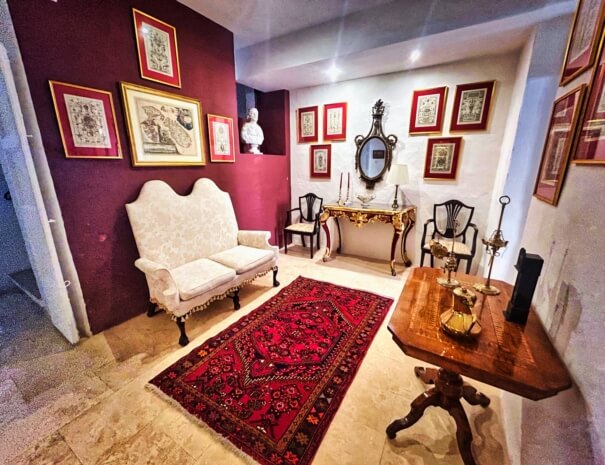 An ornate room inside a palazzo in Mdina, Malta
