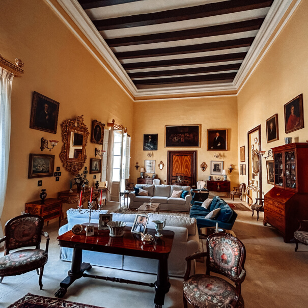 The drawing room of a palazzo