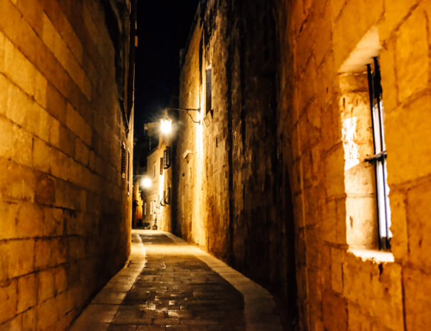 Streets of Mdina at night