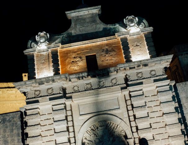 Mdina Gate at night