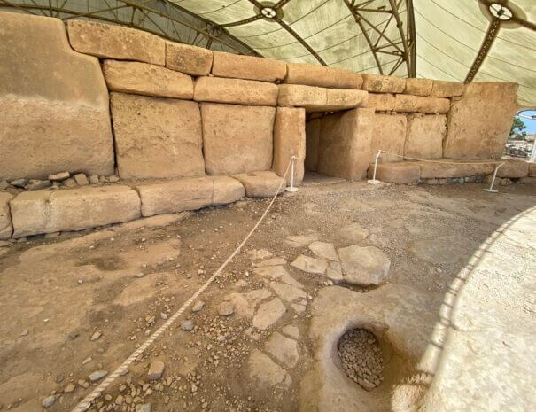 A view of the entrance to the megalithic temple of Hagar Qim
