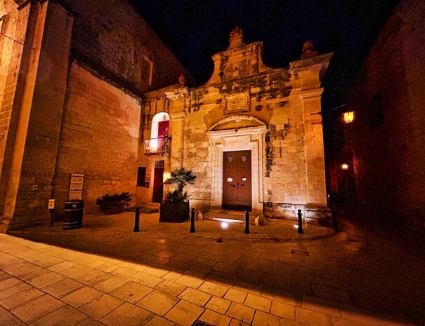 St Agatha's Chapel in Mdina at night