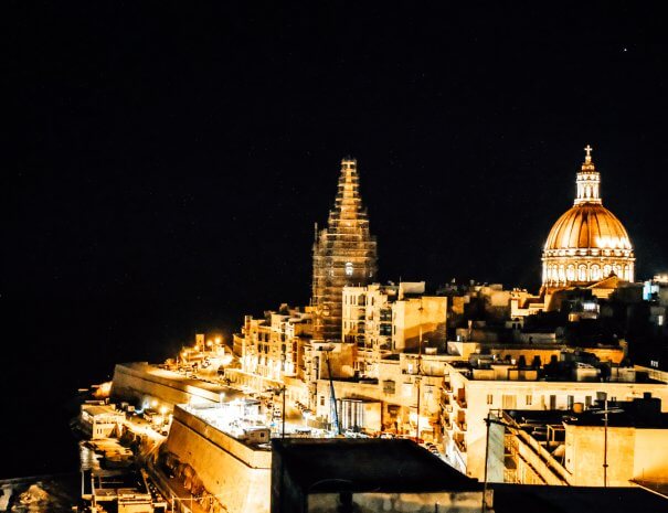 Valletta skyline at night