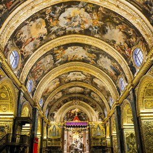 The highly-decorated baroque interior of St John's Co-Cathedral