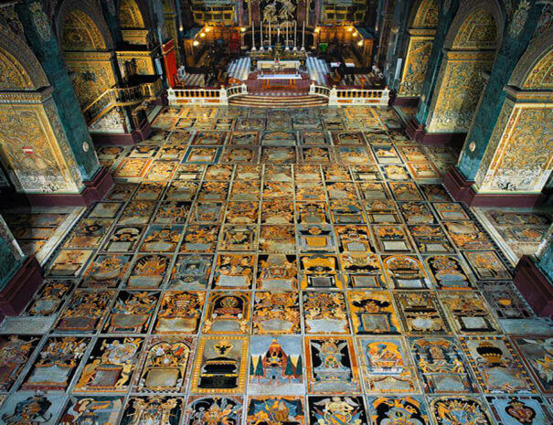 The floor of St John's Co-Cathedral