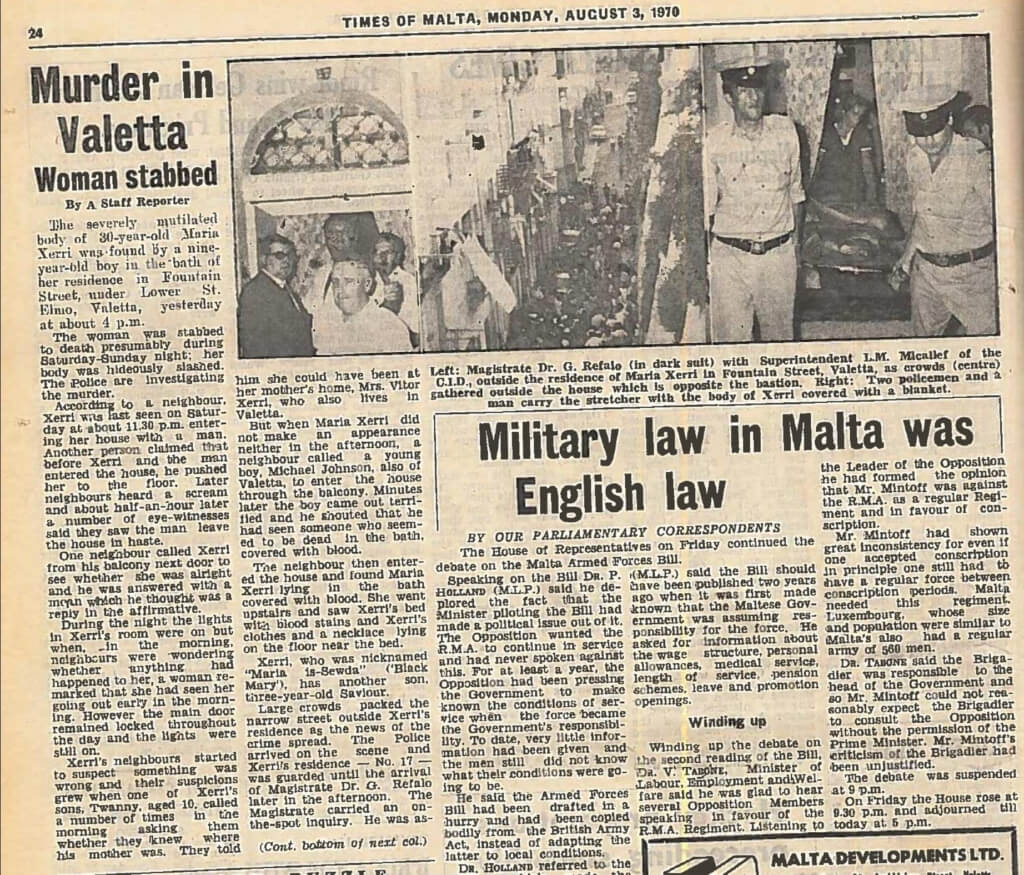 The Times of Malta's coverage of Maria Grech's murder