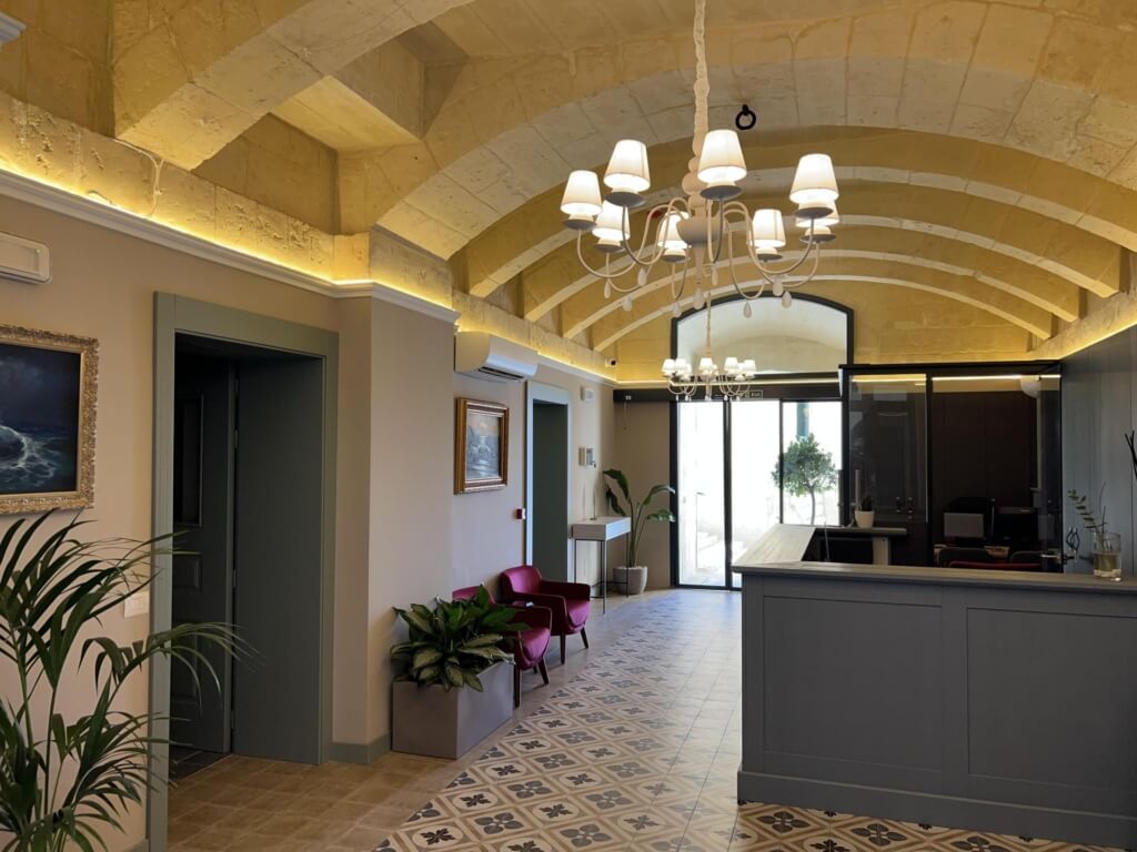 The interior of the palazzo, now its reception area