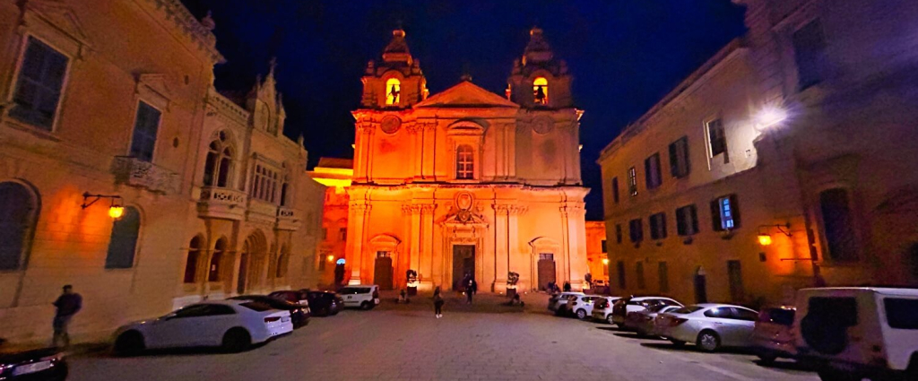 Mdina Cathedral at night